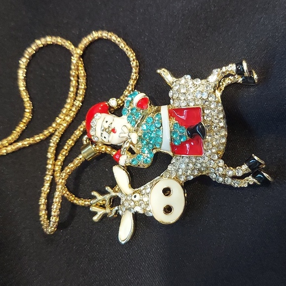 Betsey Johnson Santa and Reindeer Necklace - Picture 4 of 5
